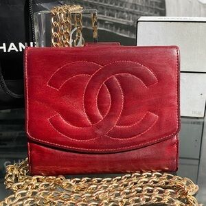 Authentic CHANEL Timeless CC Logo Leather Wallet